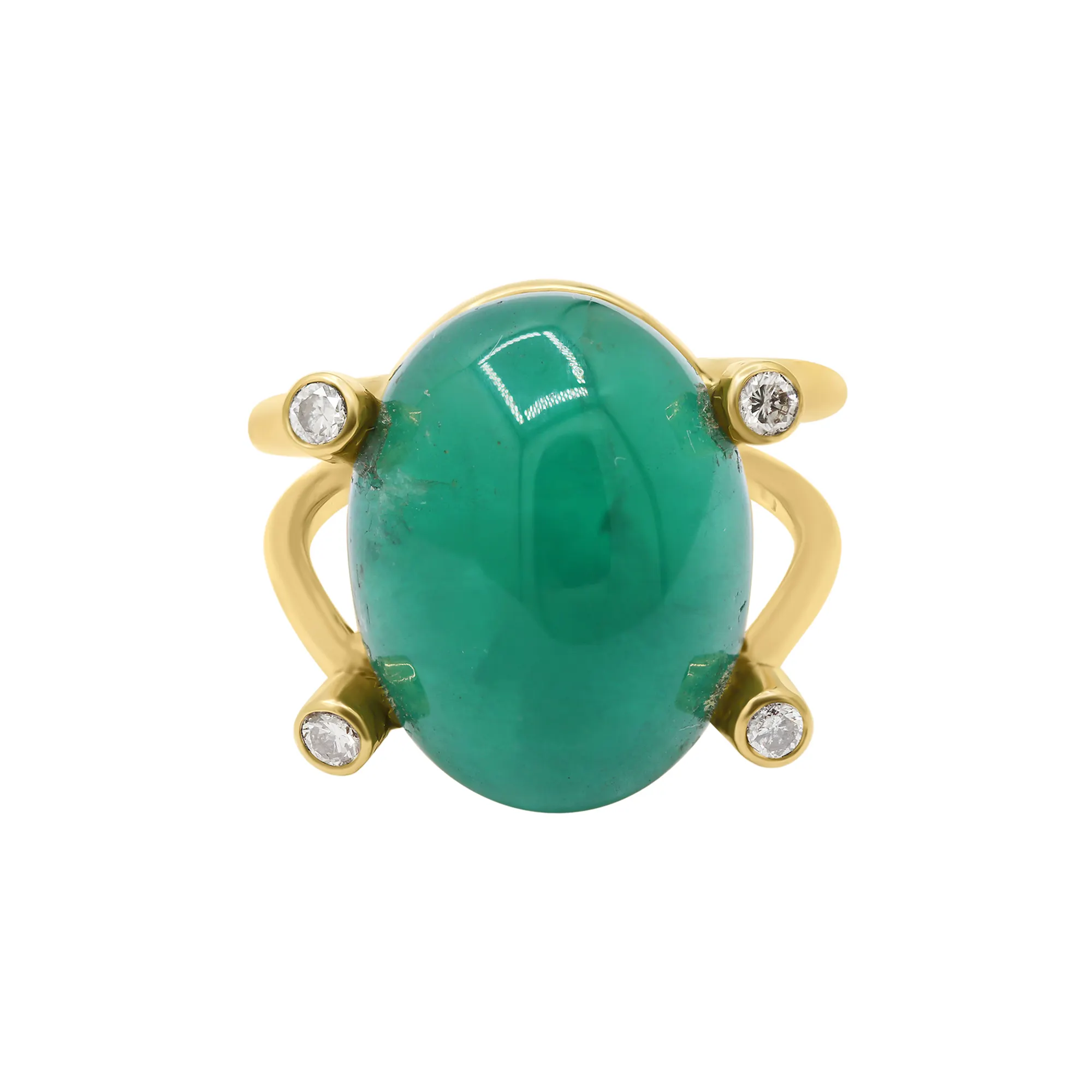 Cổ điển Emerald & kim cương Solitaire prong Vòng chia Shank ban nhạc Vòng 14k Vàng Vàng handmade Vòng đá quý cho phụ nữ