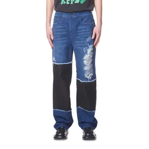 2024 en iyi üretim markalı erkekler Denim kot Spandex pamuk kumaş Jean pantolon yüksek kalite ile özel Logo baskı