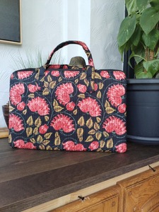 Sac d'ordinateur matelassé fait à la main rouge imprimé floral Boho indien manches Durable écologique moderne Vintage Simple bureau quotidien - Product Image 4