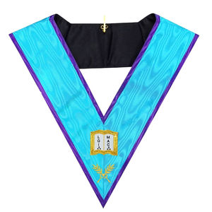 Collier maçonnique Cérémonie Maître Badge en cuir brodé Collier maçonnique Regalia de Memphis Type cousu Motif carré - Product Image 2