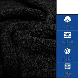 OEM Design 100% Dyed Terry Customized 500GSM <b>Black</b> Bath <b>Sheet</b> Cotton Durable Bath Towels for Home Hotel Use - Product Image 6