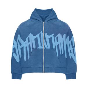 Men's Custom Eco-Friendly <b>Fleece</b> Zip up <b>Hoodie</b> and Flare Raw Hem Trouser Sweat Suits Winter Tracksuits - Product Image 3