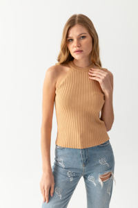 Women's Knitted Blouse Summer Sleeveless Breathable Ribbed Knit High Quality Knitted T-shirt <b>Bodysuit</b> Customizable OEM Services - Product Image 2