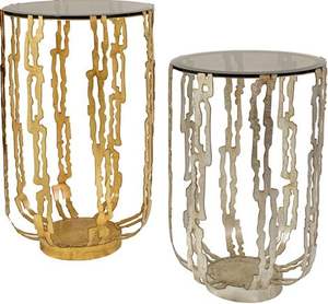 Prix d'usine Coulée d'aluminium métal finition dorée meubles de décoration de maison de luxe Table basse publicitaire latérale - Product Image 5