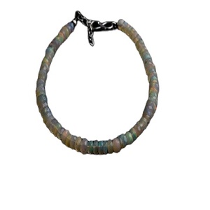 Natural Ethiopian Opal Faceted Rondelle Multi Flashy <b>Gemstone</b> Beads 92.5 Sterling Silver 7-8"Long <b>Bracelet</b> Wholesale - Product Image 1