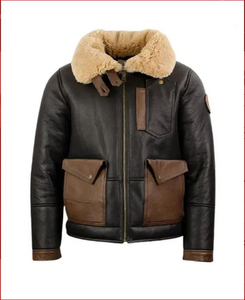 Chaqueta de moto de piel de oveja Real para hombre Punk británico invierno otoño Slim Fit Vintage Cuello de piel chaqueta de cuero genuino - Product Image 4