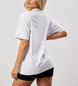 2025 nouveau arrivé Logo imprimé personnalisé léger goutte épaule T-shirt 100% coton biologique Hip Hop Style couleur unie T-shirt - Product Image 5