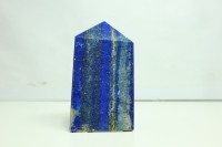 Obelisco de Lapislázuli Natural, Corte Radiante, Gema Azul, Pulido a Mano, Opalescente, Energía Curativa Reiki, 320 Gramos, Reloj