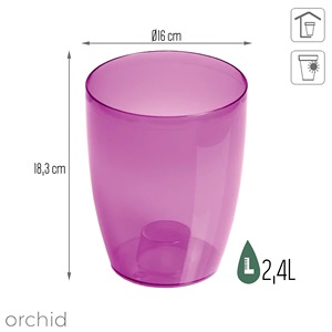 COUBI ORQUÍDEA 2.4L. maceta, dimensiones (mm) 160x160x183, color violeta transparente - Product Image 3