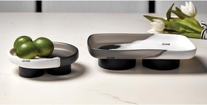 Handmade Modern Resin Geometric Marble Pattern Multi-Functional Decorative Bowl Black White Dual Base Stand for Home Decoration - Product Image 4