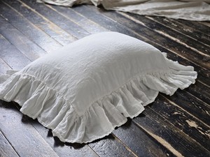 Funda de almohada de lino con volantes pequeños, estilo de granja Shabby Chic, patrón sólido liso, tamaños Queen King, uso doméstico personalizable en Hotel - Product Image 4