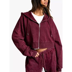 Haut court à capuche tendance pour femme – Sweat décontracté à capuche – Meilleures ventes de hauts courts à prix d'usine - Product Image 5