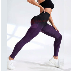 Leggings de yoga et de fitness pour femmes, taille haute, personnalisés, de haute qualité, unis, sans coutures, séchage rapide, respirants, pour la course, avec cordon de serrage - Product Image 3