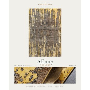 พรมวิสโคสและโพลีเอสเตอร์ขายส่ง รุ่น ATELIER AE007 สีเหลือง ผลิตด้วยเครื่องจักรจากตุรกี สำหรับห้องนั่งเล่น โครงการโรงแรม - Product Image 2