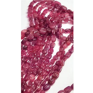 7 brins de Bangkok Ruby 8-12mm perles de sculpture ovales 1164 Cts Lot Iroc ventes 16-18 pouces collier de perles de pierres précieuses US $291 pour tous - Product Image 2