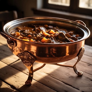 Plato de frotamiento de cobre de estilo lujoso de alta calidad, equipo de cocina comercial para servicio de comida de buffet de boda y uso en restaurante - Product Image 5