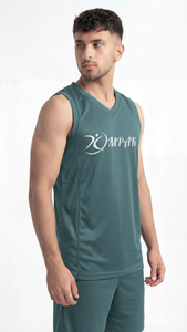 Camiseta de Baloncesto Mineral Verde Azulado Premium para Equipos Profesionales, Clubes de Entrenamiento, Ropa Deportiva Transpirable de Malla - Product Image 3