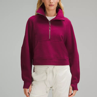 Sweat-shirts d'hiver décontractés à manches longues et demi-zip pour femmes, respirants, anti-rétrécissement, pull à quart de zip, OEM 2025, personnalisé, doublure avant