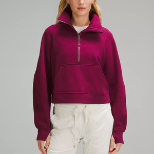 Sweat-shirts d'hiver décontractés à manches longues et demi-zip pour femmes, respirants, anti-rétrécissement, pull à quart de zip, OEM 2025, personnalisé, doublure avant - Product Image 1