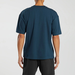 OEM/ODM Drop Shoulder Heavyweight Knitted O-Neck T-Shirt Men Custom Blank 100% Cotton 200 Grams Loose Fit Sporty Heat-Transfer - Product Image 2