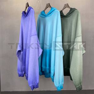 Sudadera con capucha con cremallera y estampado personalizado de gran tamaño de algodón 100% lavado con ácido para hombre, diseño Vintage con hombros caídos para otoño - Product Image 2