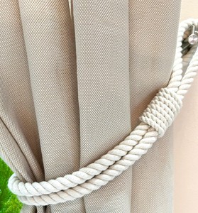 <b>White</b> cotton rope <b>curtain</b> tie - natural style, handmade - boho design, natural decor - Product Image 3