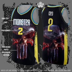Uniforme de Baloncesto Personalizado al por Mayor, Impresión Digital, Secado Rápido, Transpirable, 100% Poliéster, Camiseta de Baloncesto sin Mangas - Product Image 5