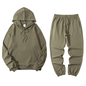 Survêtement confortable en coton pour l'hiver Sweat-shirt/costume à capuche grande taille avec logo personnalisé 2 pièces en polaire technique - Product Image 5