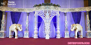 Escenario blanco de tema abierto de diseño exquisito, escenario de recepción de Boda del sur de India, escenario de estilo de Sri Lanka para boda - Product Image 6