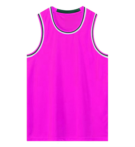 Pink Sleeveless Basketball Jersey Round Neck Moisture Wicking Unisex Adult Sport Apparel Regular Fit Polyester <b>Material</b> - Product Image 1