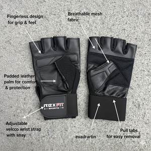 Guantes de entrenamiento duraderos, guantes de gimnasio de medio dedo, guantes con soporte para muñeca, guantes de gimnasio transpirables para unisex, guantes de levantamiento de alta resistencia - Product Image 3