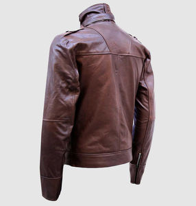 เสื้อแจ็คเก็ตหนังแท้แฟชั่นใหม่สำหรับผู้ชายทรงเข้ารูป - Product Image 6