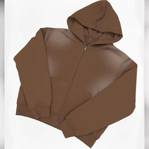 Vêtement de rue surdimensionné en molleton d'hiver 100% coton respirant, avec fermeture éclair ornée de strass rouges personnalisés, qualité supérieure, vente en gros, 2026 - Product Image 5