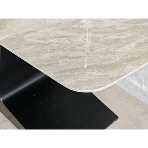 Juego de Mesa de Comedor Rectangular Moderno de 140x80cm con Cubierta de Cerámica de Alta Calidad y Patas de Hierro, Ensamblado y Extensible BA68193 - Product Image 6
