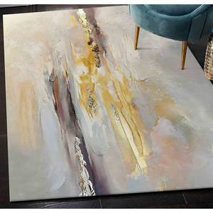 Tapis imprimé gris et or - Moderne, personnalisé, antidérapant, tapis en chenille - Product Image 2