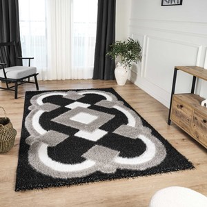 Tapis épais tissé moderne style shaggy américain, qualité supérieure, tapis puzzle lavable et réversible, usage domestique, fabriqué à la machine en polyester et soie - Product Image 1