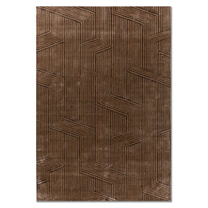 Aprezo Hand Knotted Acrylic <b>Rug</b> Beige & Brown Geometric & Abstract <b>Boho</b> Pattern for Home & Hallway Rectangle-Model Aiar-3019 - Product Image 1