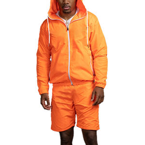 2025, venta al por mayor, chaqueta cortavientos de nailon y poliéster personalizada, conjunto corto de dos piezas para hombre para primavera - Product Image 3