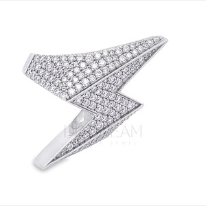 Lightning Bolt Iced Totalmente tachonado Moissanite 925 Plata de ley Corte brillante Anillo fino Fiesta de bodas Hip Hop Bling Diamond - Product Image 2