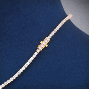 Collier Hip Hop Glacé de Haute Qualité en Argent 925 2mm Chaîne à Maillons de Tennis de Luxe VVS Moissanite Diamant pour Homme - Product Image 5