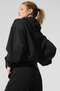 Sweat-shirt à capuche oversize décontracté tendance pour femmes Velours Manches bouffantes devant Manches longues Sweat-shirt doux Coupe ample Streetwear Mode - Product Image 5