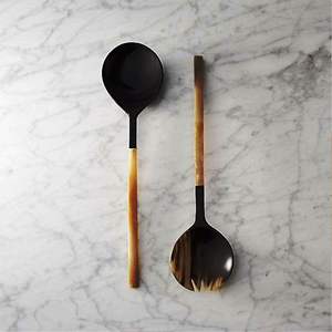 Ensemble de cuillères à salade modernes de 11 pouces, revêtement en résine polie, écologiques, compatibles lave-vaisselle, pour la maison et la cuisine, fabriquées en Inde - Product Image 2