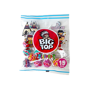 Piruletas de frutas mixtas Big Top 9,6G x 15 PCs x 30 bolsas x 2 cajas Uva, limón, naranja, piña, fresa Hecho en Malasia - Product Image 1