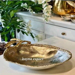Luxury Polished Gold Stainless Steel Aluminum Metal Table Decoration Bowl Antler Design Handicraft Nickel Plated Stand for Party - Product Image 4