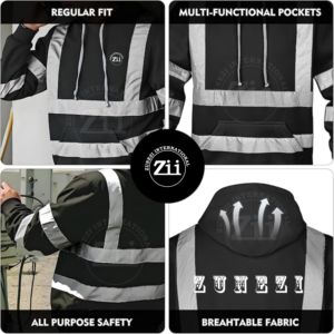 Veste polaire de sécurité bicolore sweat à capuche pour hommes vente populaire polaire lourde vêtements de sécurité sweat à capuche veste en coton - Product Image 4