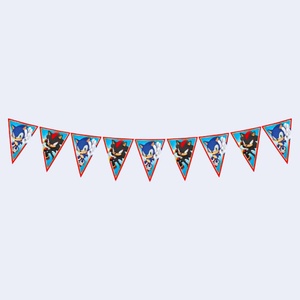 Guirnalda de Papel Decorativa Sonic de 2.3 Metros, Decoraciones Colgantes para Fiestas, Paquete de 2 Piezas - Product Image 1