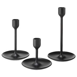 Vente chaude Vintage Nouvelle Arrivée En Métal Fer Bougeoir Porte-Bâton Pilier Bougeoir Noir Enduit Ensemble En 3 Pcs Décoratif De Table - Product Image 1