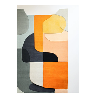 Tapis en laine moderne de qualité supérieure tufté à la main forme irrégulière abstraite haute pile conception colorée pour un usage domestique - Product Image 3