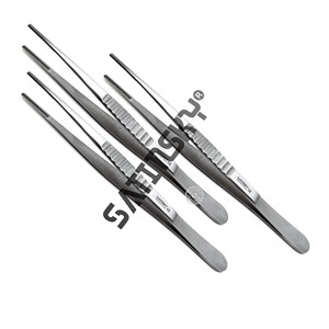 Lot de 6 pinces Adson demi-dorées, instruments chirurgicaux manuels pour tissus marron - Product Image 4