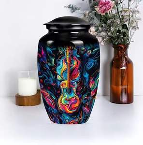 Urna Funeraria con Diseño de Guitarra, Urna de Aluminio Hecha a Mano con Recubrimiento Meena, Diseño de Guitarra, Recuerdo, Hermética, Grabable - Product Image 1